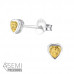 Silver Heart 3mm Ear Studs with Semi Precious Natural Stone