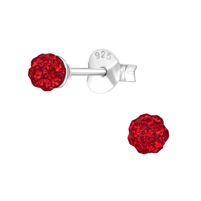 Silver Ball 3mm Ear Studs with Crystal