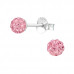 Silver Ball 4mm Ear Studs with Crystal