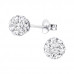 Silver Ball 6mm Ear Studs with Crystal