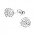 Silver Ball 6mm Ear Studs with Crystal