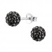 Silver Ball 6mm Ear Studs with Crystal