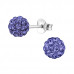 Silver Ball 6mm Ear Studs with Crystal