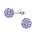 Silver Ball 6mm Ear Studs with Crystal