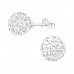 Silver 8mm Ball Ear Studs with Crystal