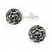 Silver 8mm Ball Ear Studs with Crystal