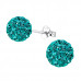 Silver Ball 8mm Ear Studs with Crystal