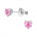 Silver Heart 4mm Basic Ear Studs with Cubic Zirconia