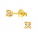 Square 3mm Silver Ear Studs with Cubic Zirconia