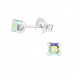 Silver Square 3mm Ear Studs with Cubic Zirconia