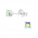 Silver Square 3mm Ear Studs with Cubic Zirconia