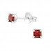 Silver Square 3mm Ear Studs with Cubic Zirconia