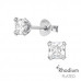 Silver Square 4mm Basic Ear Studs with Cubic Zirconia