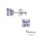 Silver Square 4mm Basic Ear Studs with Cubic Zirconia