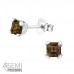 Silver Square 4mm Ear Studs with Semi Precious Natural Stone