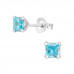 Silver Square 4mm Basic Ear Studs with Cubic Zirconia