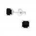 Silver Square 4mm Ear Studs with Cubic Zirconia