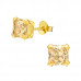 Silver Square 6mm Basic Ear Studs with Cubic Zirconia