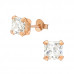 Silver Square 6mm Basic Ear Studs with Cubic Zirconia