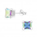 Silver Square 6mm Ear Studs with Cubic Zirconia