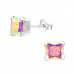 Silver Square 6mm Ear Studs with Cubic Zirconia