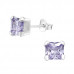 Silver Square 6mm Ear Studs with Cubic Zirconia