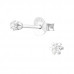 Silver 2mm Round Ear Studs with Cubic Zirconia