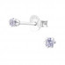 Silver 2mm Round Ear Studs with Cubic Zirconia