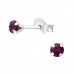 Silver Round 3mm Ear Studs with Crystals