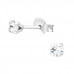 Silver Round 3mm Ear Studs with Crystals