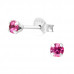 Silver Round 3mm Ear Studs with Crystals