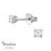 Round 3mm 4 Prong Sterling Silver Basic Ear Studs with Cubic Zirconia