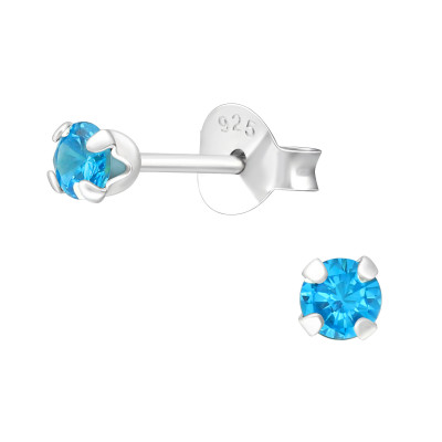 Silver Round 3mm Basic Ear Studs with Cubic Zirconia