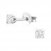 Silver 3mm Round Ear Studs with Cubic Zirconia