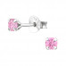 Silver 3mm Round Ear Studs with Cubic Zirconia