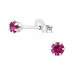 Silver Round 3mm Ear Studs with Crystals