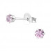 Silver Round 3mm Ear Studs with Crystals