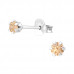 Silver Round 3mm Ear Studs with Crystals