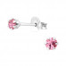 Silver Round 3mm Ear Studs with Crystals