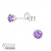  Silver Round 3mm Ear Studs with Semi Precious Natural Stone