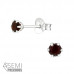  Silver Round 3mm Ear Studs with Semi Precious Natural Stone