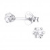 Silver 3mm Round Ear Studs with Cubic Zirconia