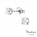 Silver Round 4mm Basic Ear Studs with Cubic Zirconia