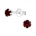 Silver 4mm Round Ear Studs with Crystals