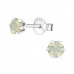 Silver 4mm Round Ear Studs with Crystals