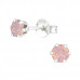 Silver 4mm Round Ear Studs with Crystals