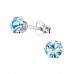 Silver Round 5mm Ear Studs with Crystals