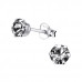 Silver Round 5mm Ear Studs with Crystals