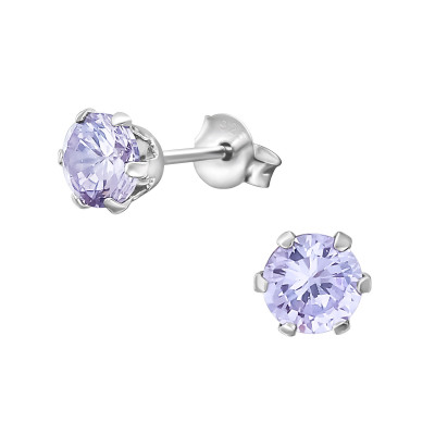 Silver Round 5mm Ear Studs with Cubic Zirconia