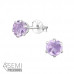 Silver Round 5mm Ear Studs with Semi Precious Natural Stone